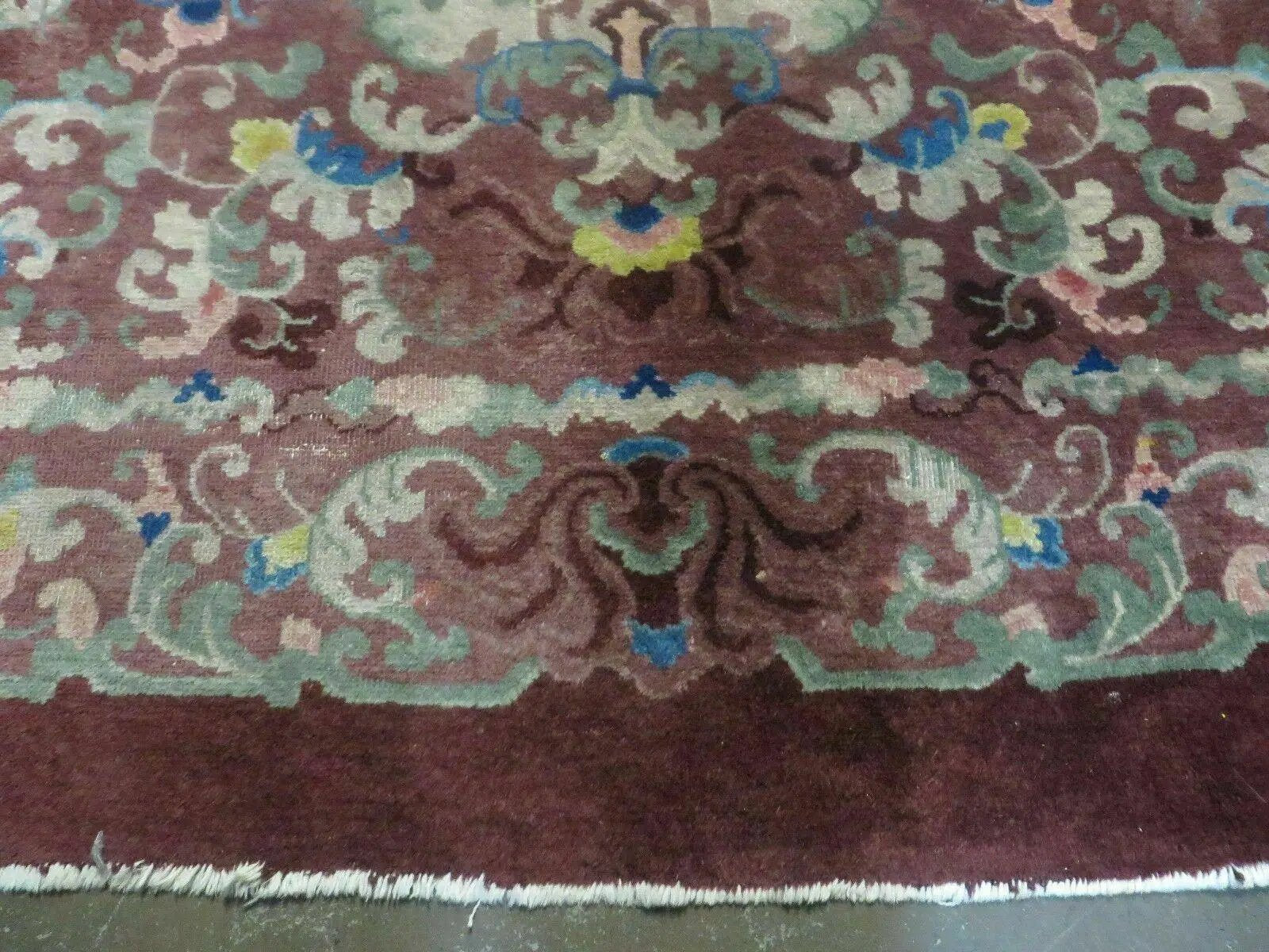 8' X 10' Vintage Handmade Chinese Art Deco Peking Nichols Wool Rug Flowers Nice by Jewel Rugs