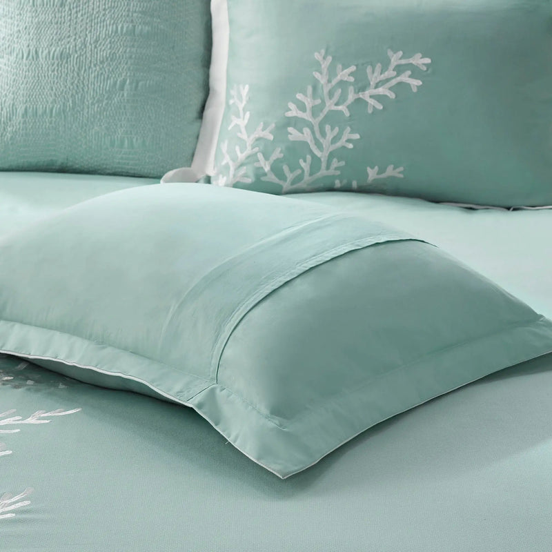 Oversized Cotton Jacquard Comforter Set Aqua Cal King by HouseOfZazla
