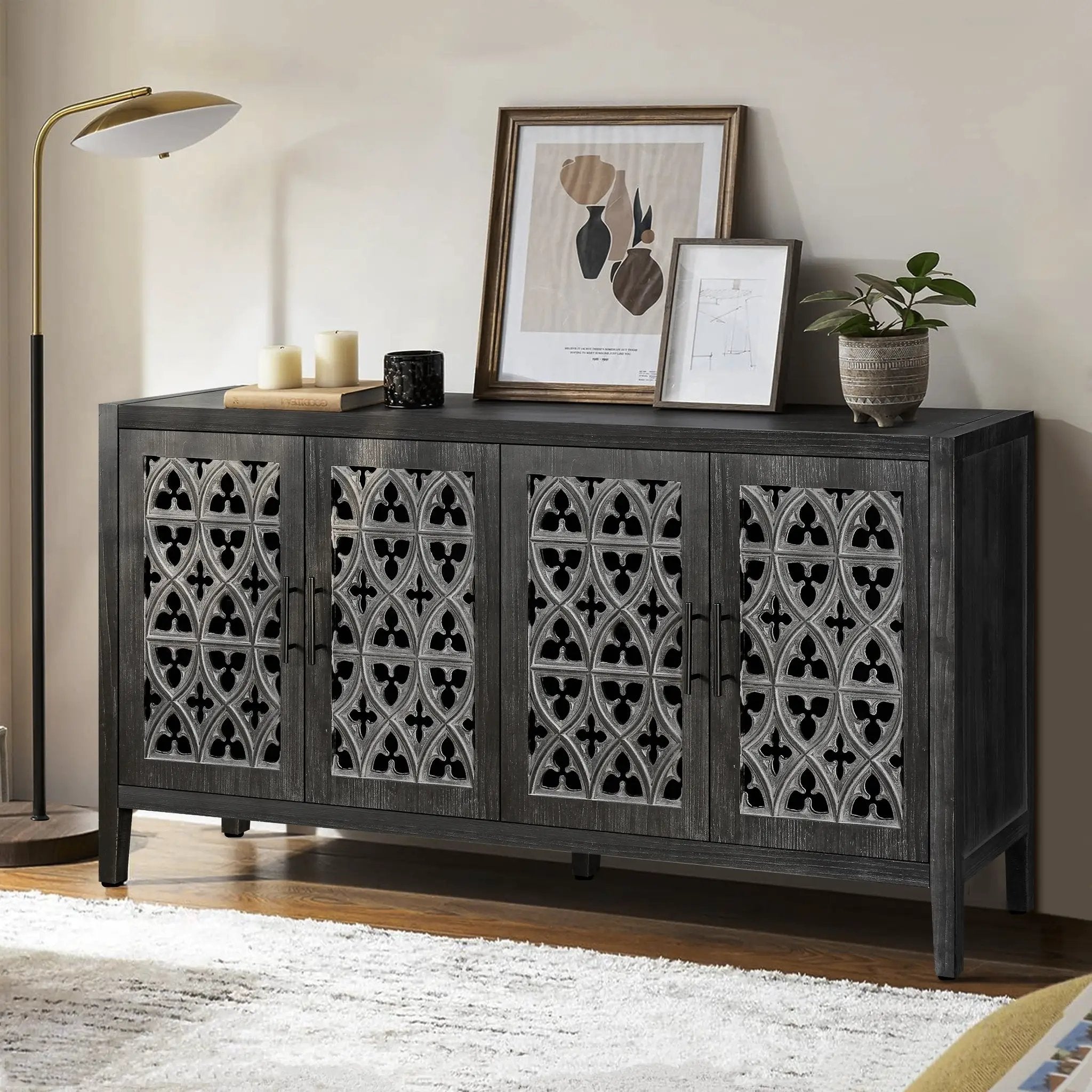 Hollow Four Door Antique Cabinet, American Country Style by HouseOfZazla