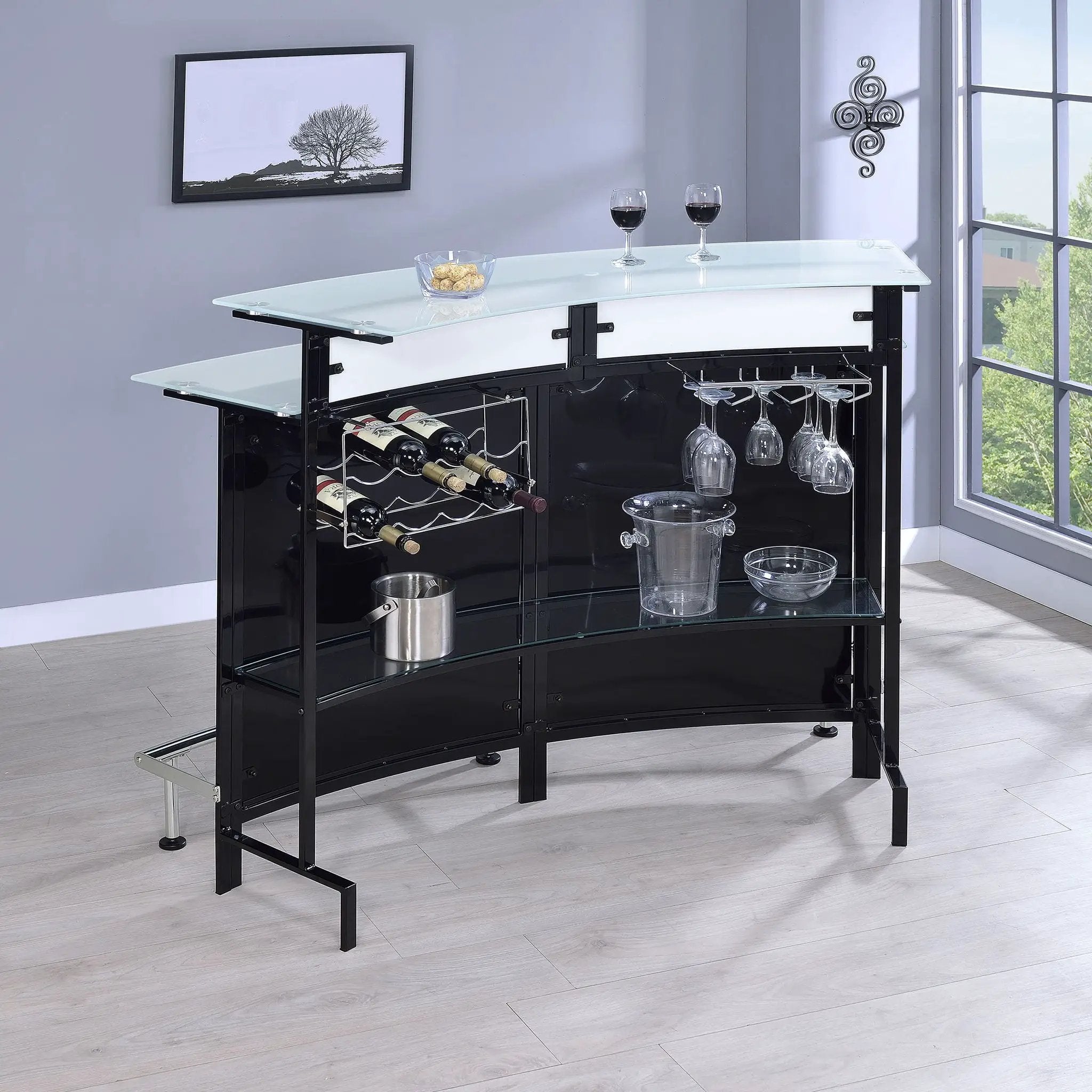 Keystone - Home Bar With Stemware & Wine Storage - Black by HouseOfZazla