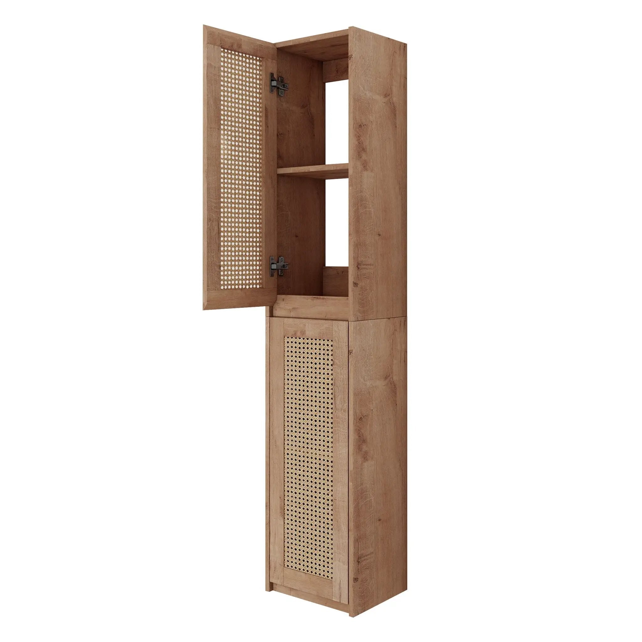 Modern Imitative Wall Mounted Bathroom Vanity With Resin Sink & 2 Side Cabinet, Soft Close Drawer - Imitative Oak by HouseOfZazla