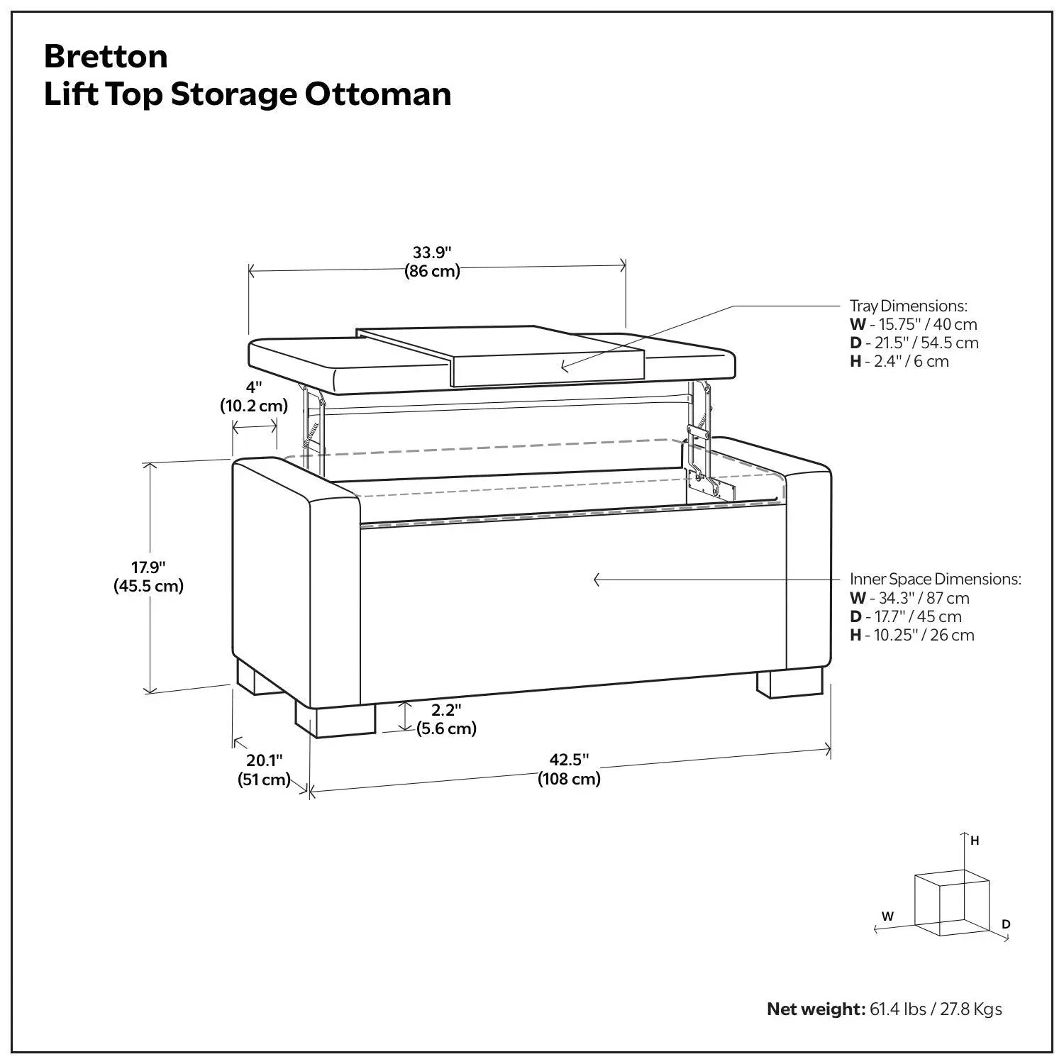 Bretton - Lift Top Storage Ottoman - Deep Umber Brown by Unique Piece Furniture
