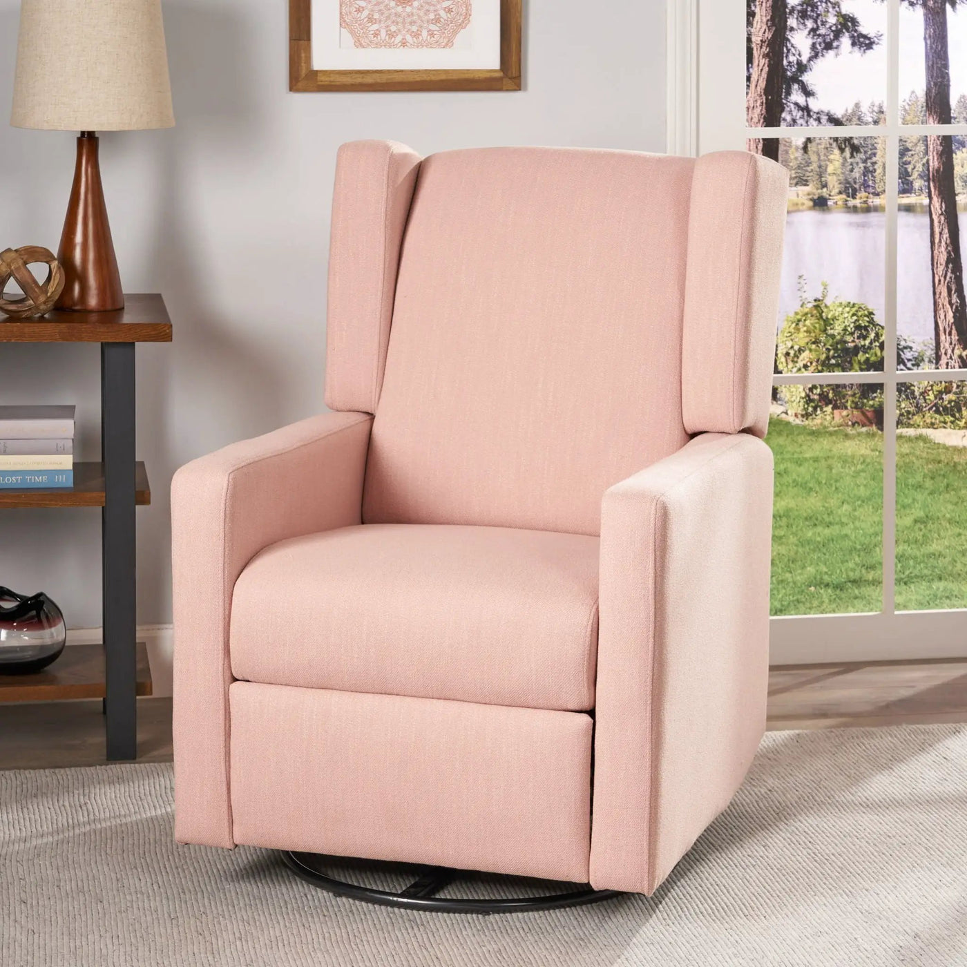 Landau Contemporary Fabric Upholstered Swivel Recliner by Unique Piece Furniture