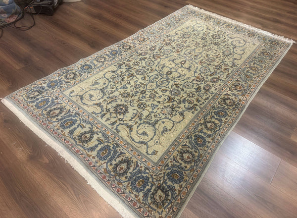 Persian Kashan Rug, Unique Colors, 225 KPSI, Light Green and Light Blue, photo 2 of 12