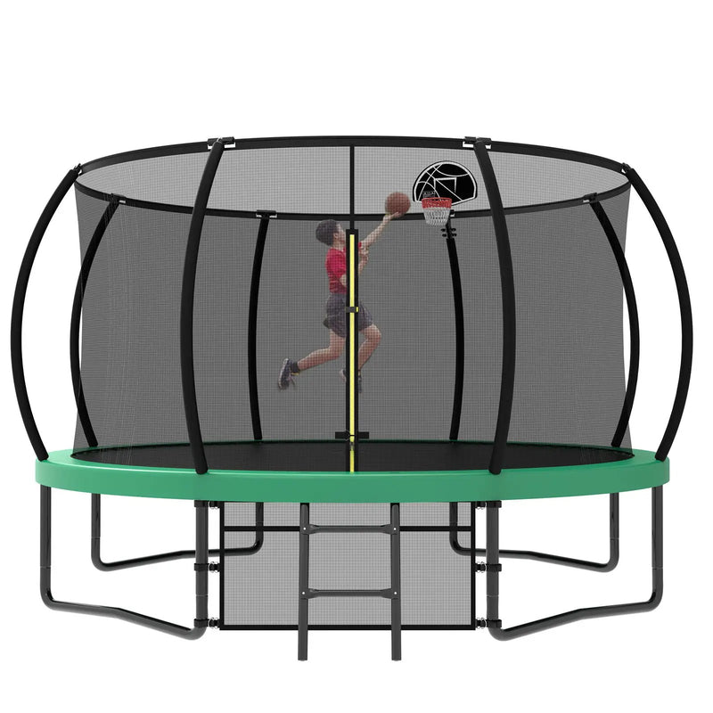 12' Recreational Kids Trampoline With Safety Enclosure Net & Ladder, Outdoor Recreational Trampolines by HouseOfZazla