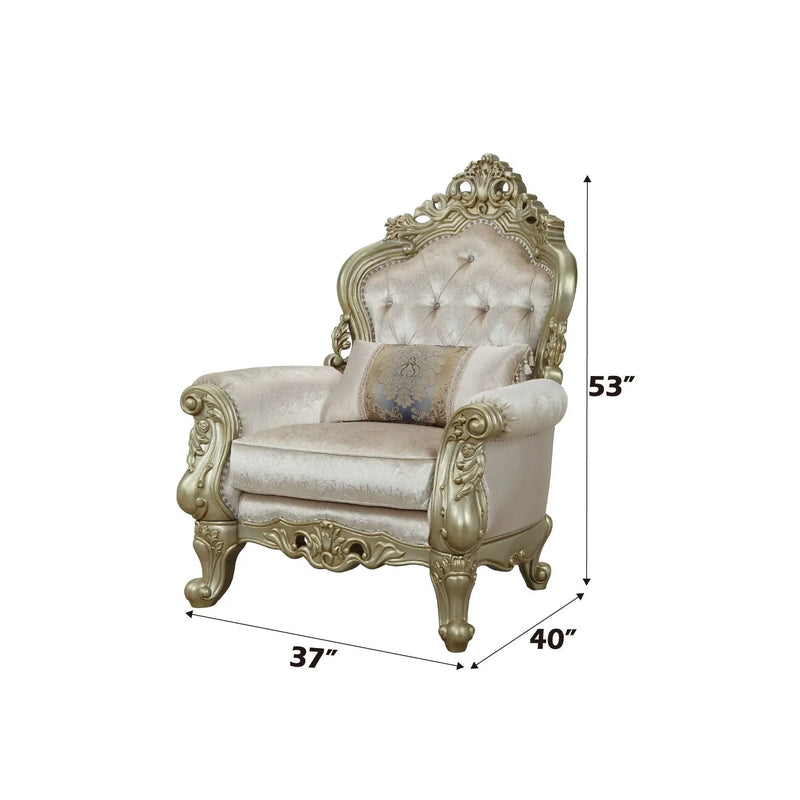 Gorsedd - Chair With Pillow - Fabric & Golden Ivory by Unique Piece Furniture
