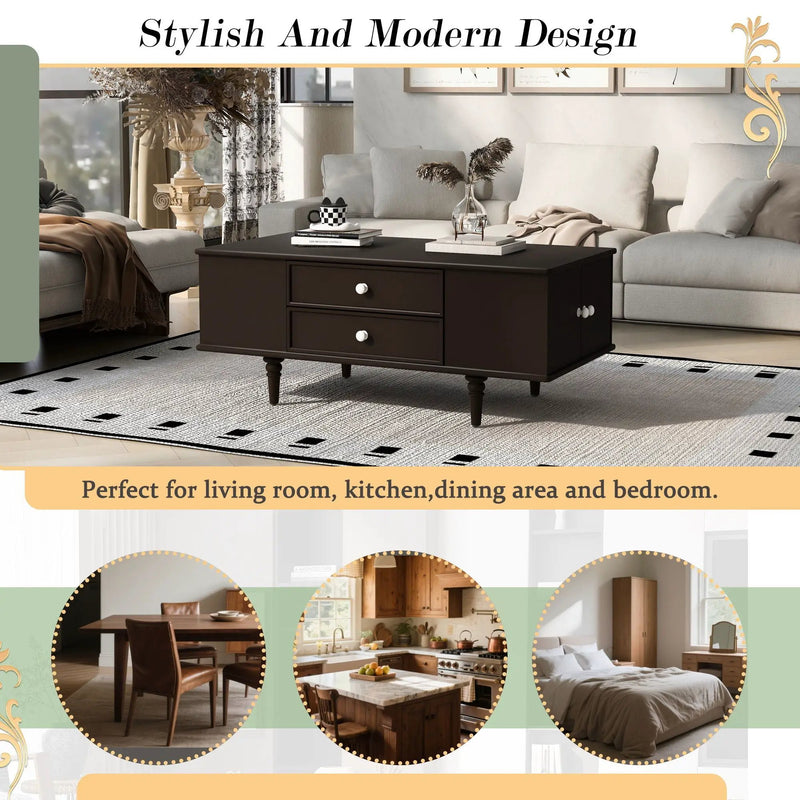 Modern Rectangle Coffee Table With Four Drawers by Unique Piece Furniture