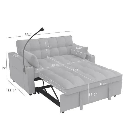 Modern Velvet Loveseat Futon Sofa Couch with Pullout Bed by HouseOfZazla