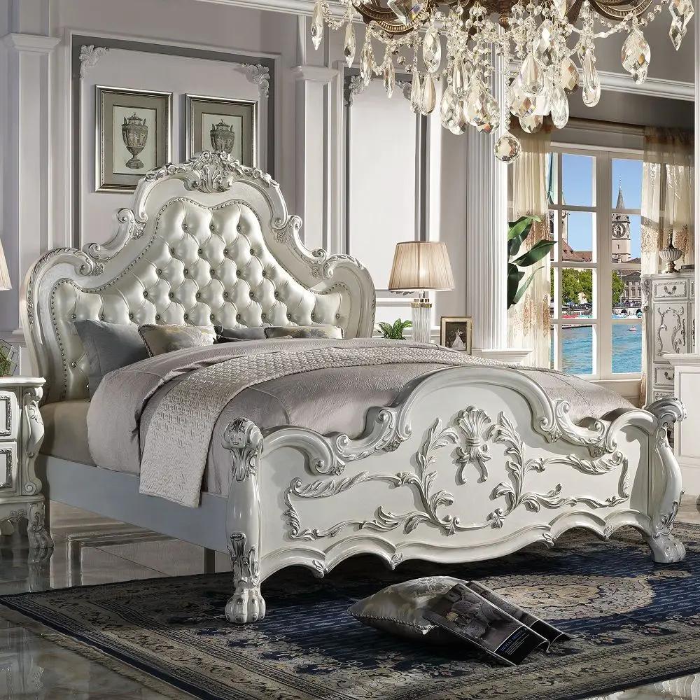 Dresden - Queen Bed - Synthetic Leather & Bone White by Unique Piece Furniture