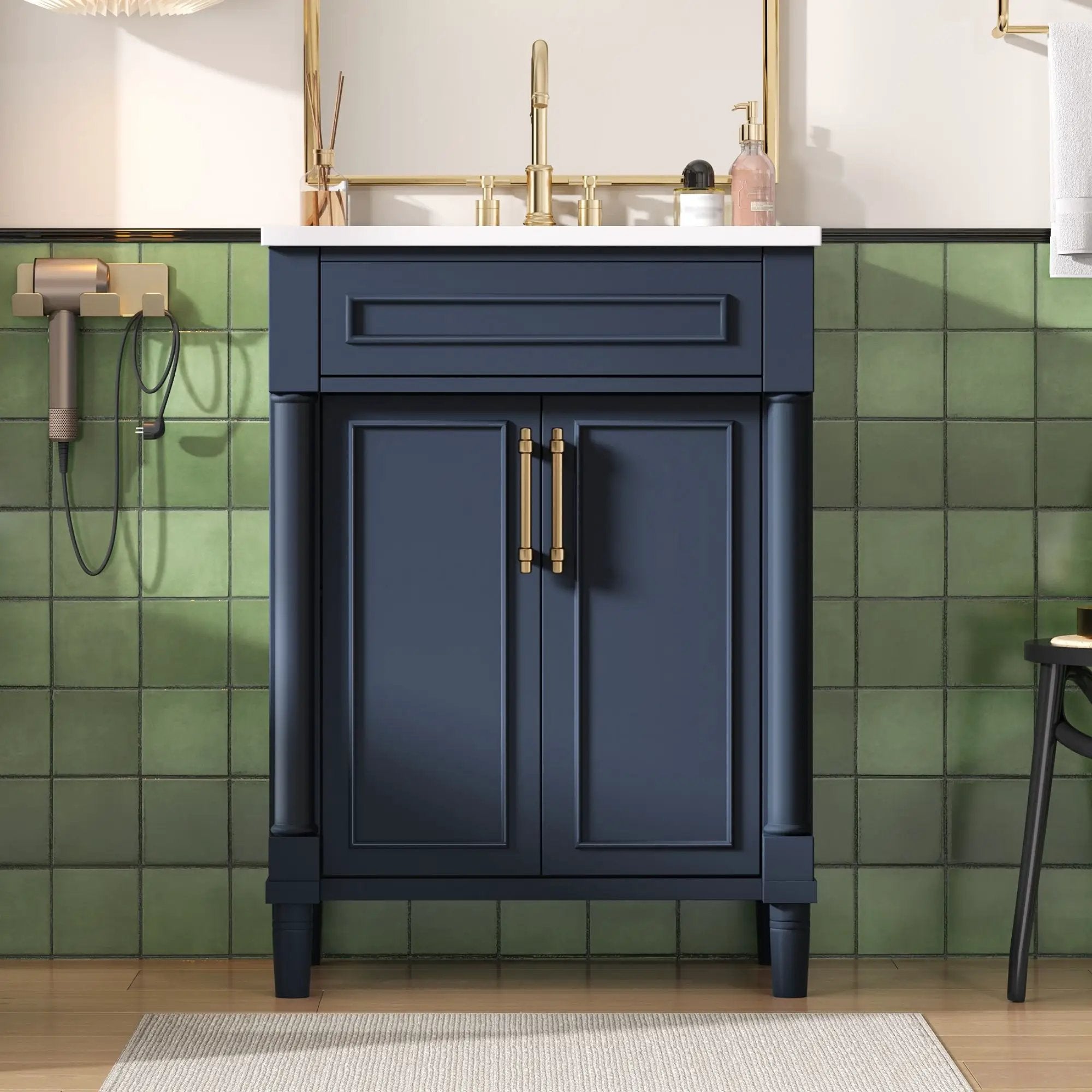 Bathroom Vanity With Integrated Sink, 2 Door Cabinet, Single Sink For Small To Medium Bathrooms by Unique Piece Furniture