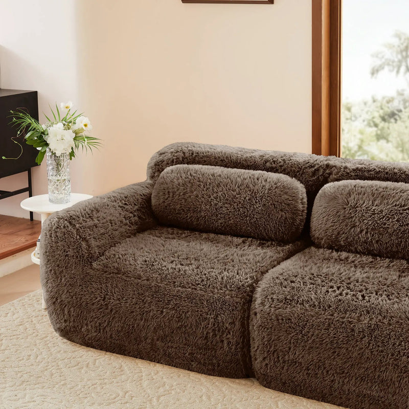 Aviana Ottoman in Plush Fabric - Chocolate by HouseOfZazla