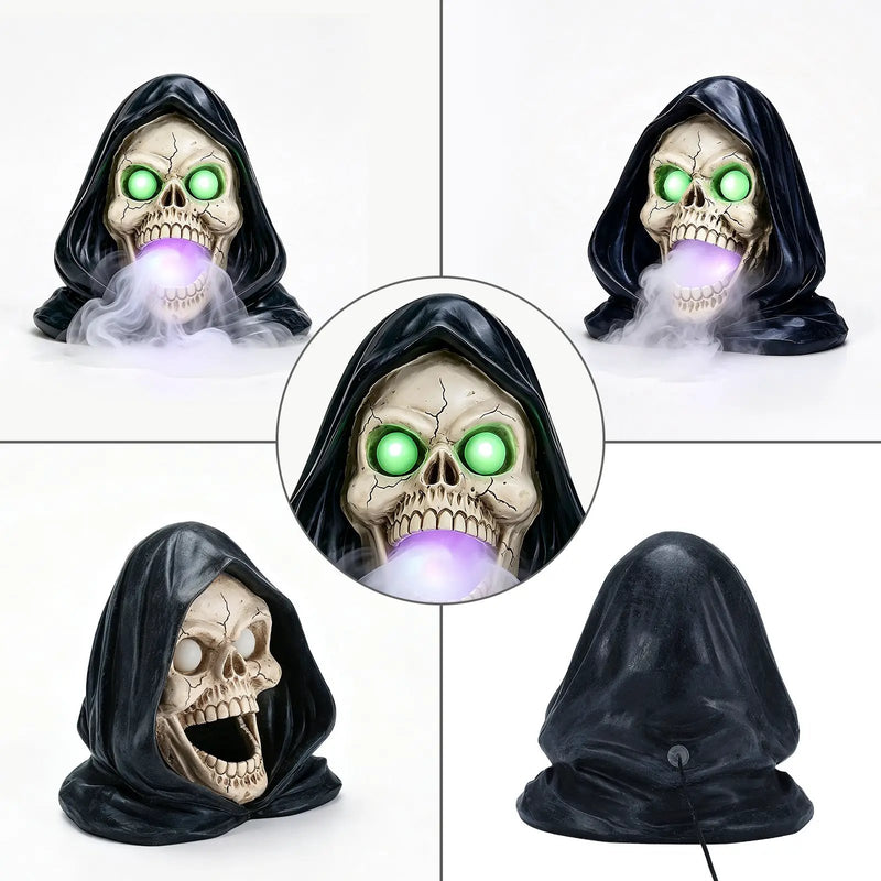 Halloween Grim Reaper Skull Statue with LED Light by HouseOfZazla