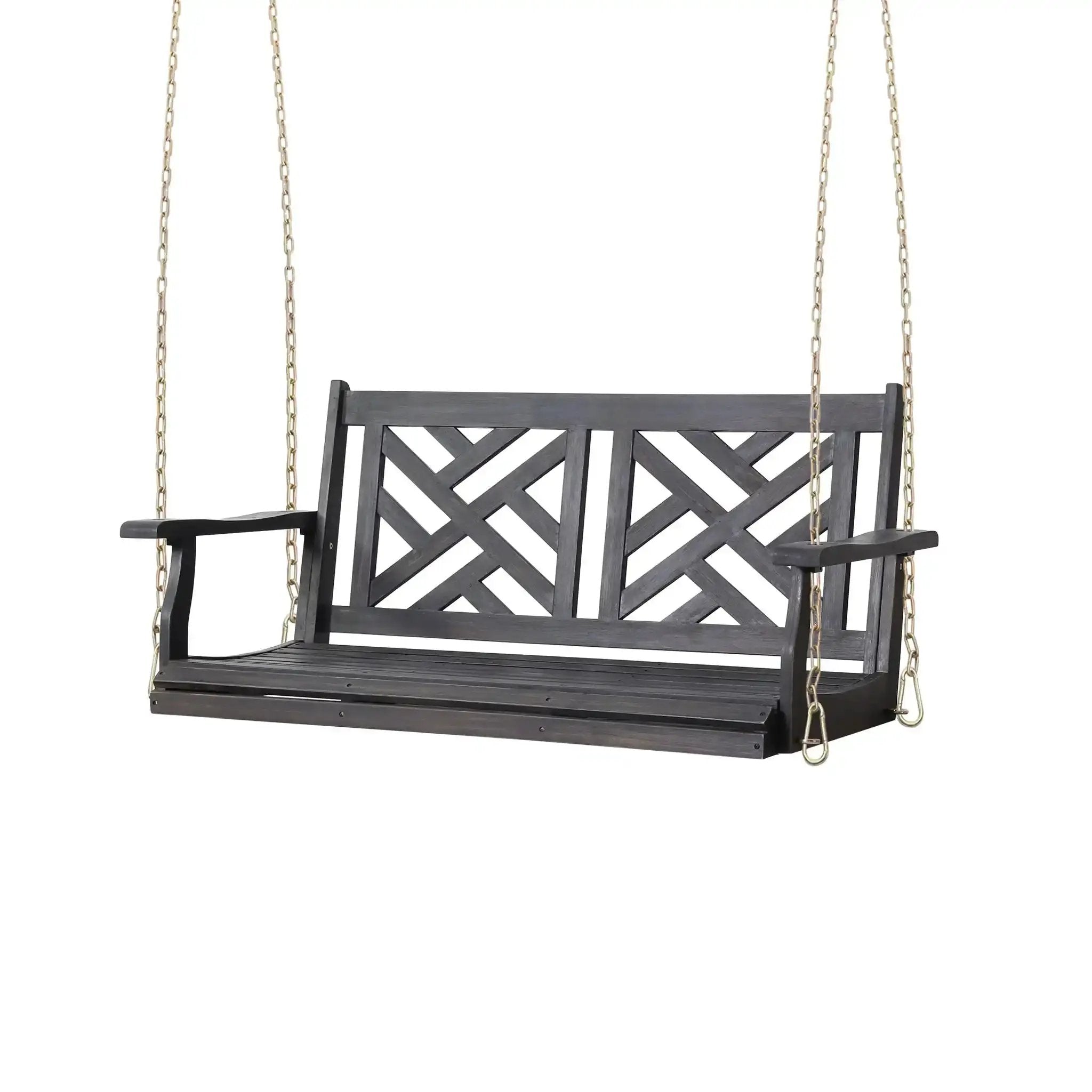 Alejandro Acacia Wood Porch Swing with Slat Panel Seating by HouseOfZazla