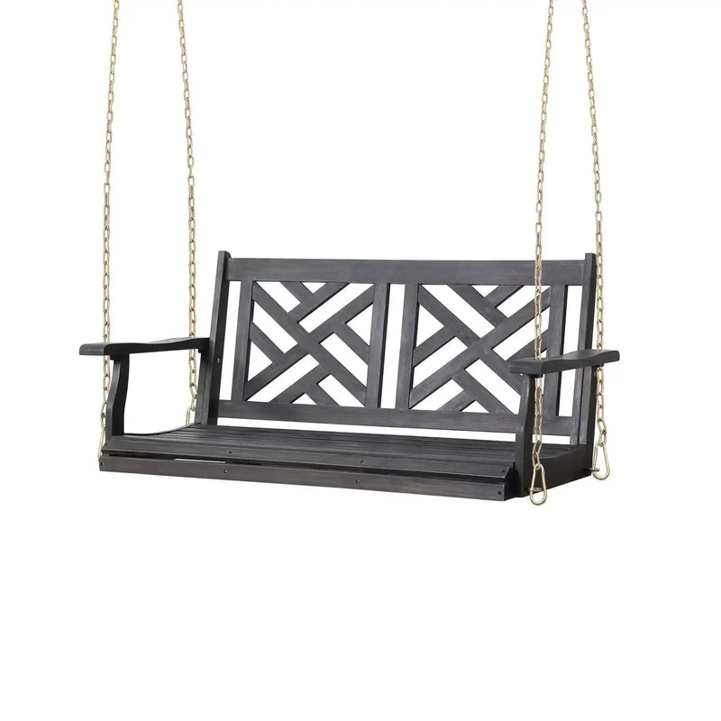 Alejandro Acacia Wood Porch Swing with Slat Panel Seating by HouseOfZazla