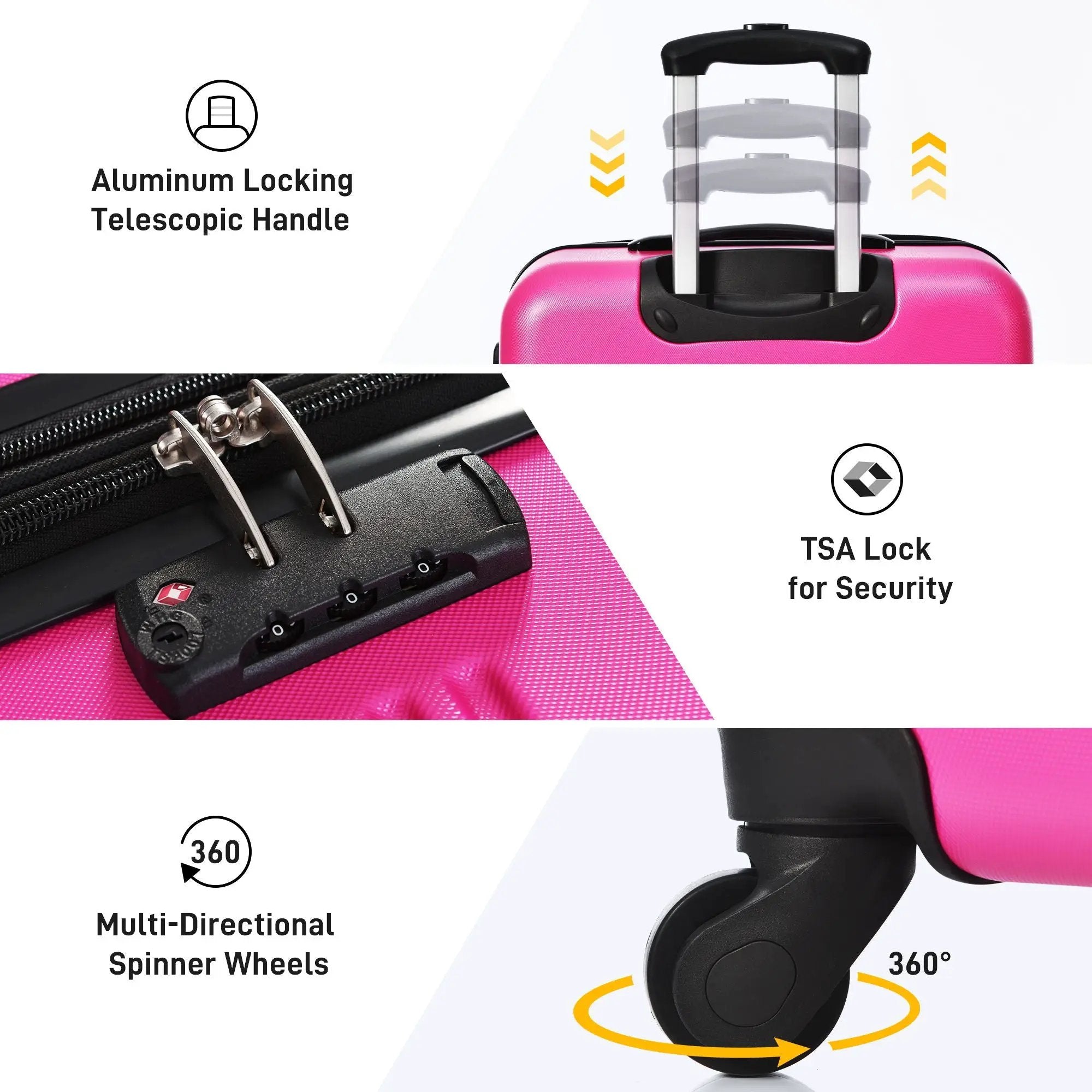Hardshell Luggage Sets 4 Pieces + Bag Spinner Suitcase With Tsa Lock Lightweight - 16" / 20" / 24" / 28" Luggages by HouseOfZazla