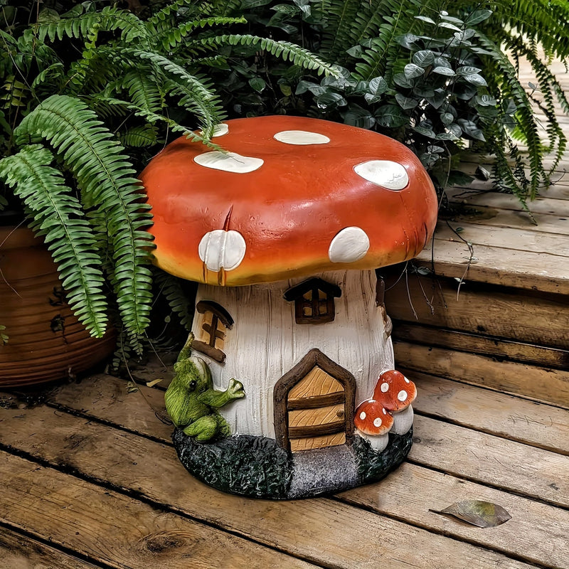 13.4" Mushroom House Garden Stool by HouseOfZazla
