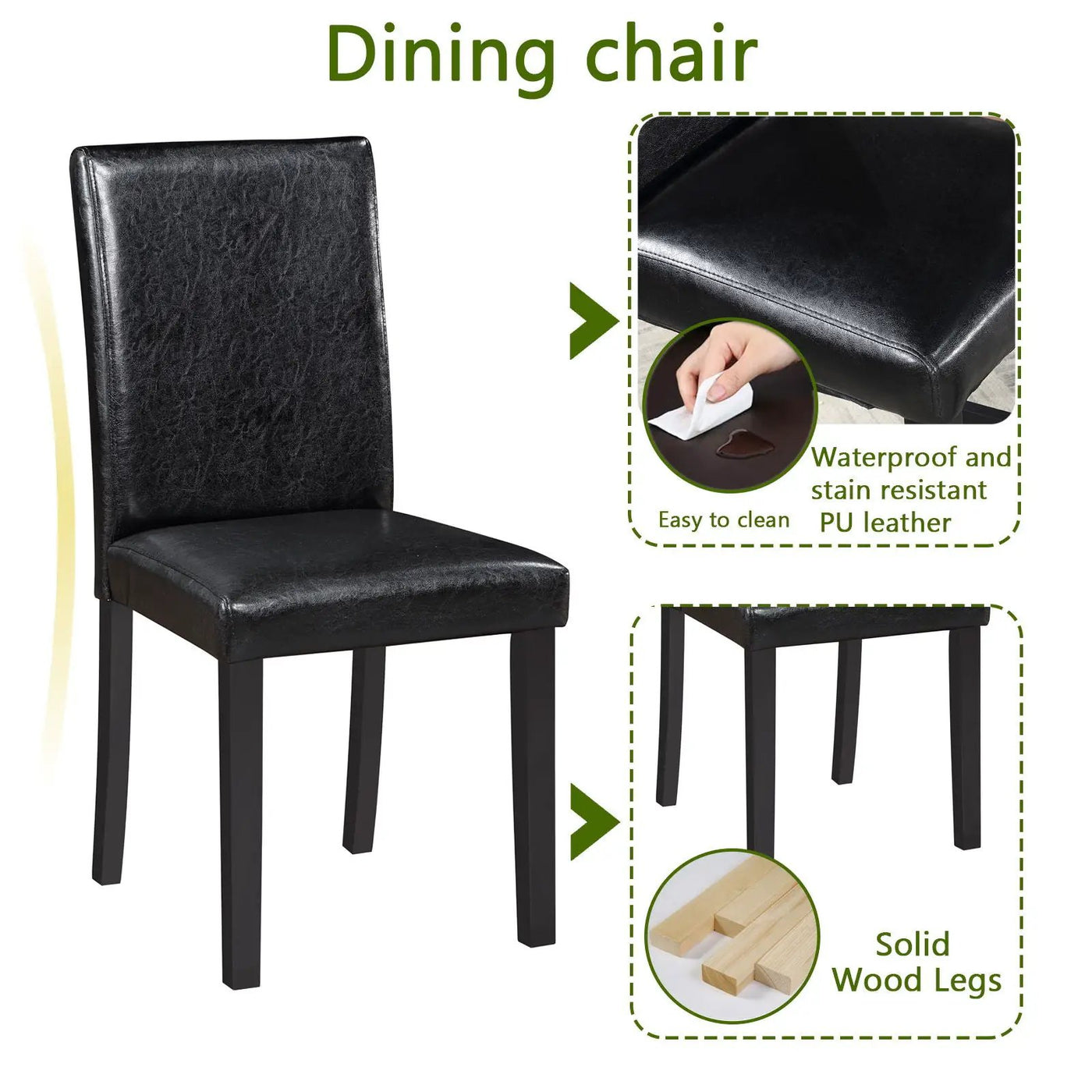 5 Pieces Wooden Dining Table Set, Square Table And 4 Upholstered Chairs by HouseOfZazla