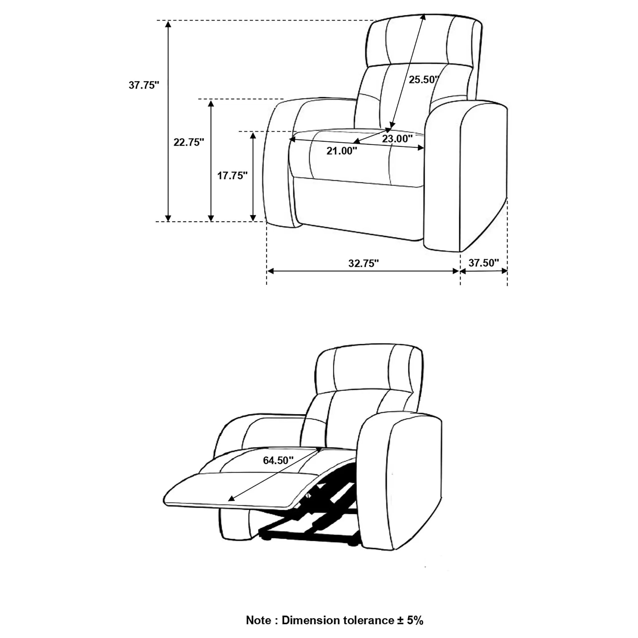 Upholstered Recliner With Cup Holder Comfort Lounge Chair - Black by HouseOfZazla