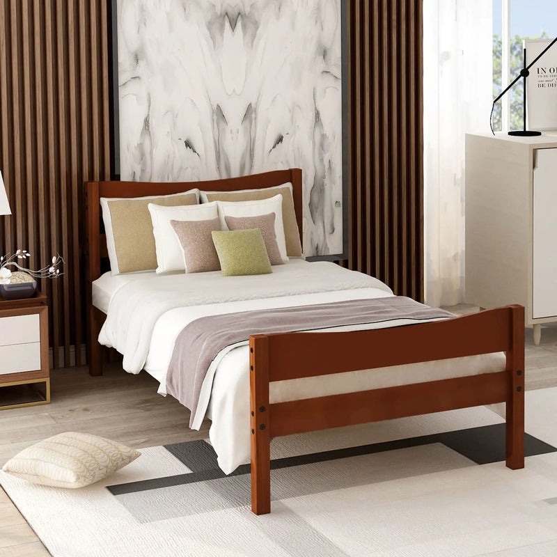 Twin Size Platform Bed With Headboard And Wooden Slat Support by HouseOfZazla