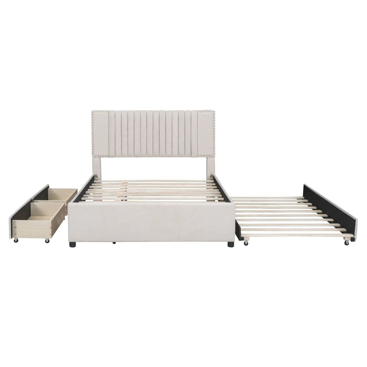 Upholstered Platform Bed With Drawers, Classic Headboard Design by Unique Piece Furniture