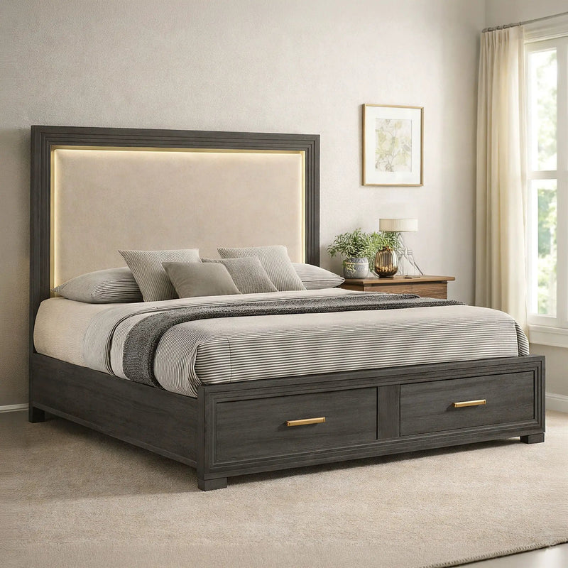 Colorado - Bedroom Set With Upholstered LED Headboard by HouseOfZazla