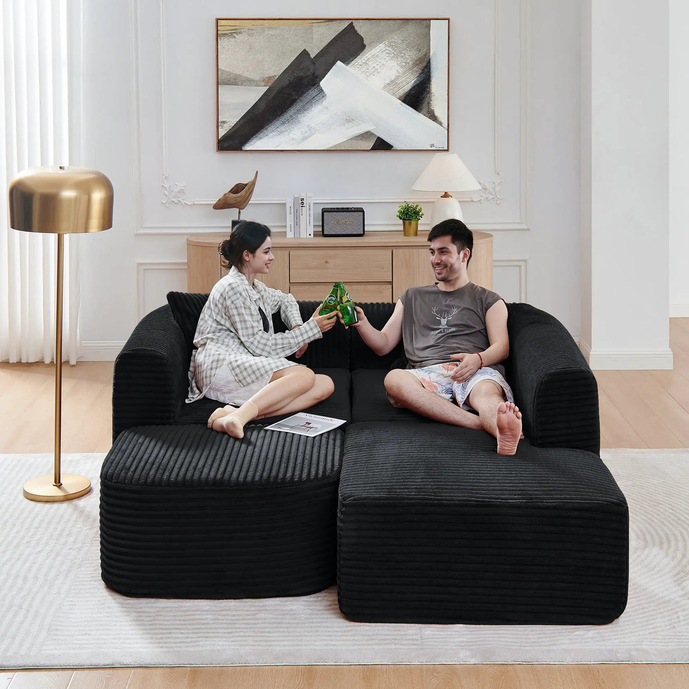 114" Cloud Sectional Couch with L-Shape Chaise by HouseOfZazla