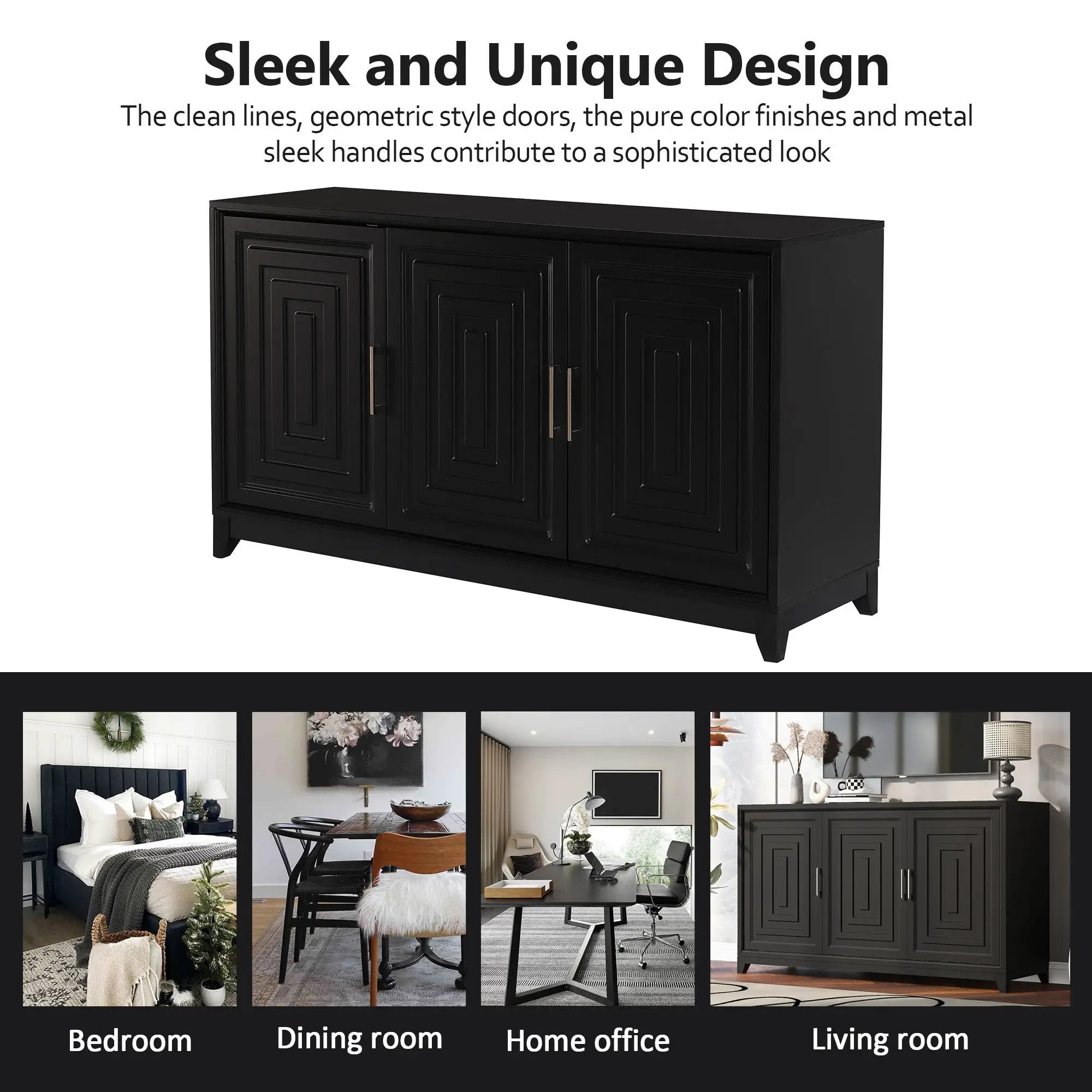 TV Stand For TVs Up To 65", Modern Entertainment Center Media Console Cabinet With 2 Spacious Storage Space, Solid Wood Legs For Living Room by Unique Piece Furniture
