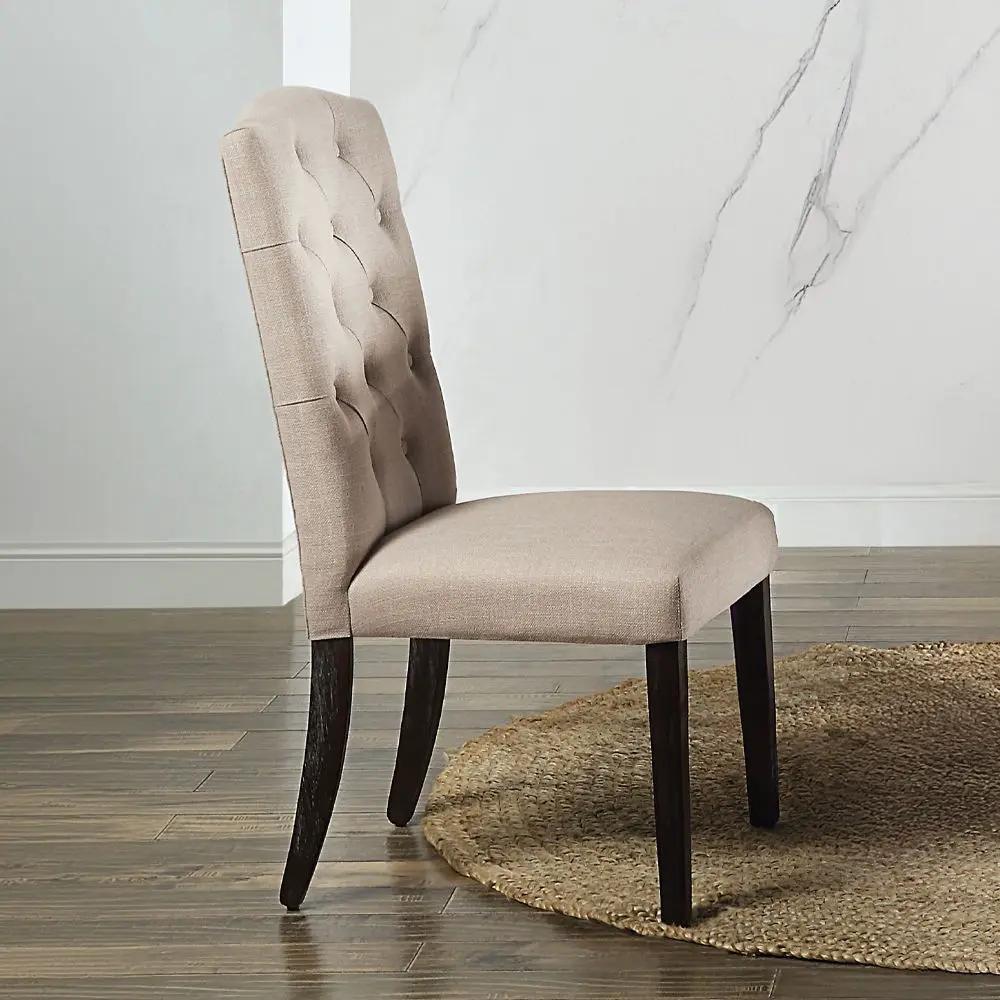 Gerardo - Side Chair (Set of 2) - Beige Linen & Weathered Espresso by Unique Piece Furniture