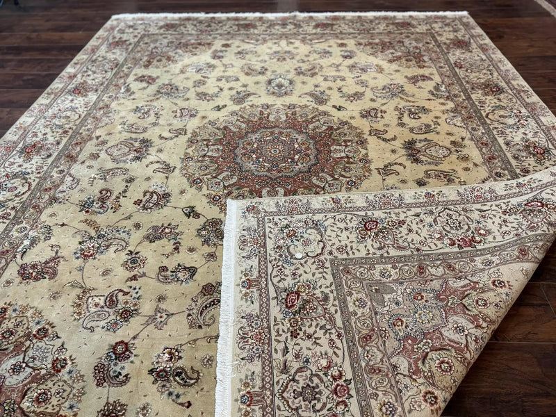 Sino Persian Rug 8x10, Wool and Silk Highlights, 290 KPSI, Floral Medallion by Jewel Rugs