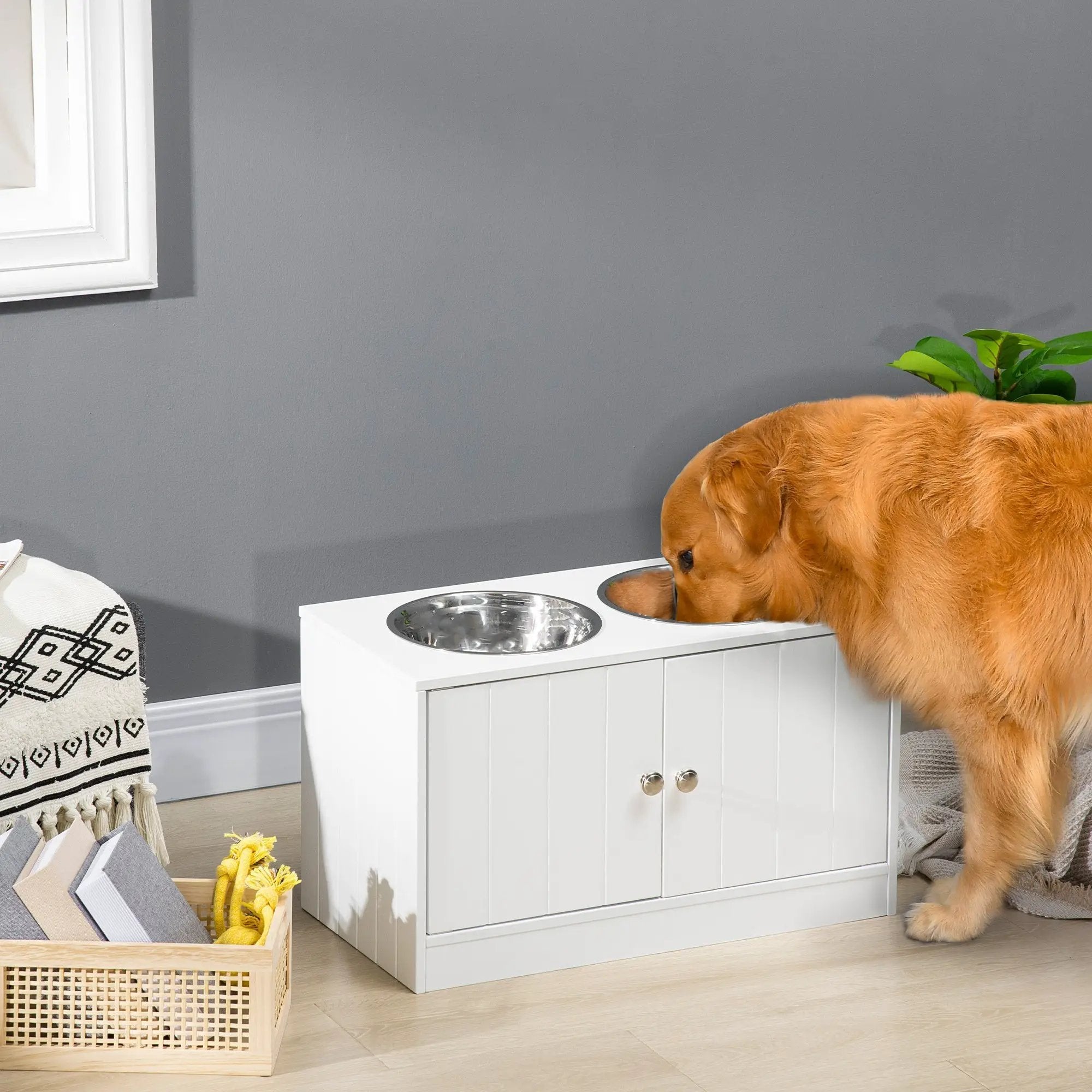 PawHut Large Elevated Dog Bowls with Storage Cabinet by HouseOfZazla