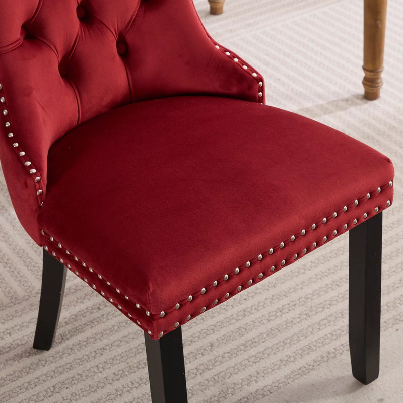 Classic Velvet Dining Chairs - Burgundy (Set of 2) by HouseOfZazla