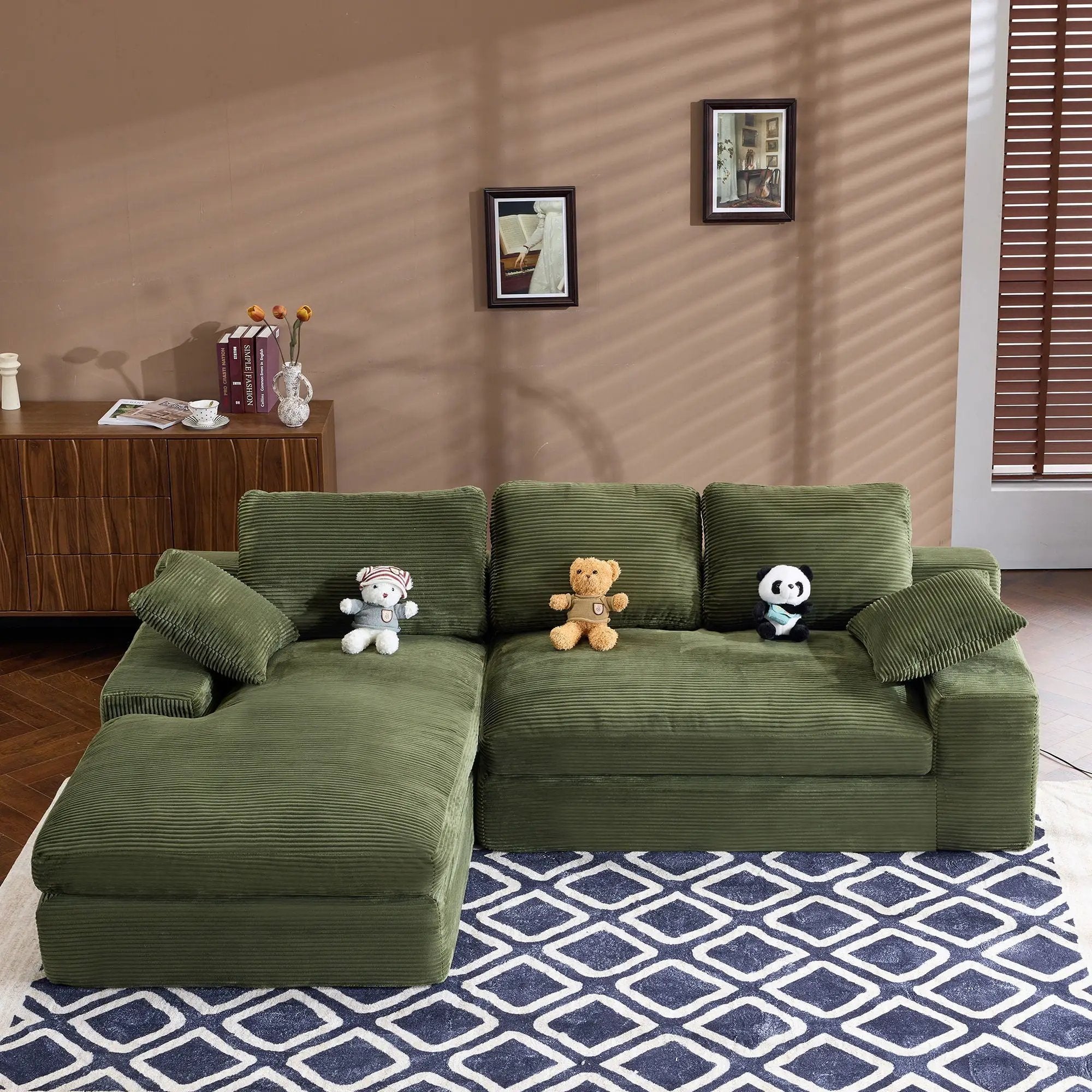 Compressed Sofa With 3 Back Cushions, 2 Throw Pillows by Unique Piece Furniture