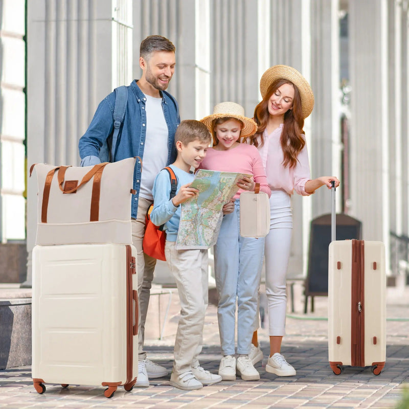 2 Piece Luggage Set With Bags Expanable Spinner Wheels ABS Lightweight Suitcase With Tsa Lock 20" / 28" by HouseOfZazla
