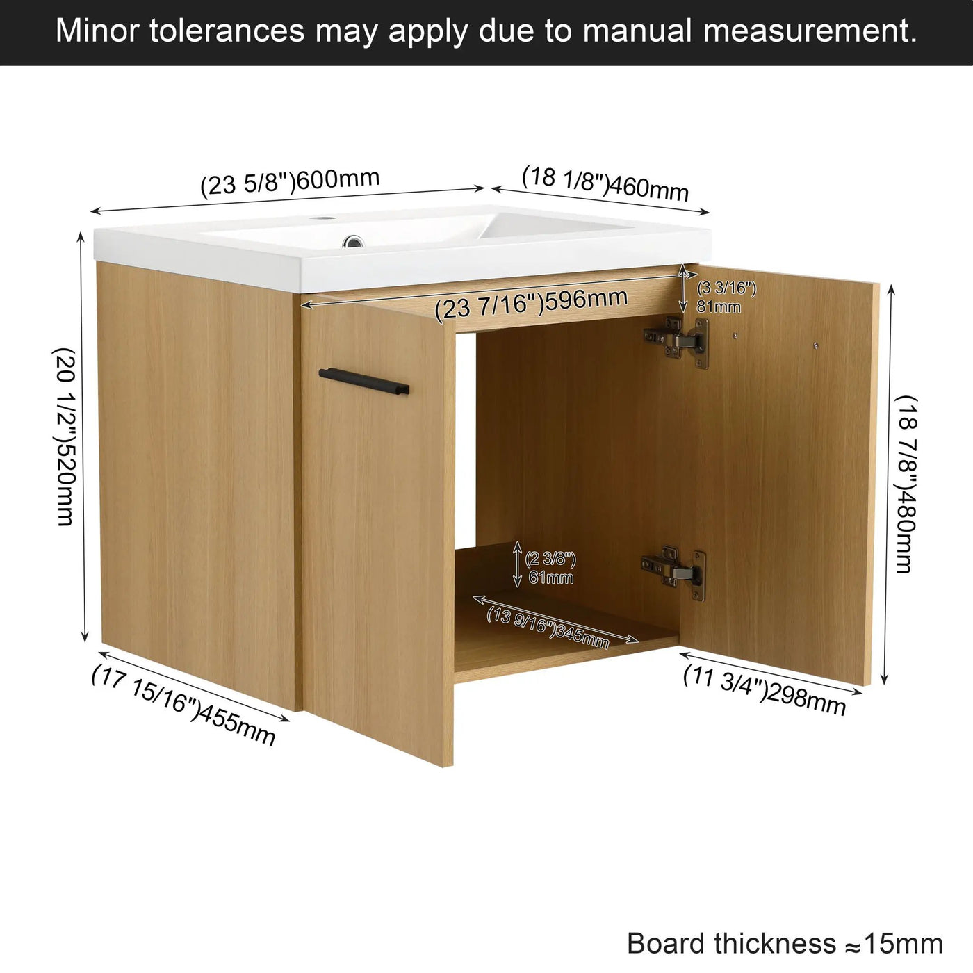 Floating Bathroom Vanity With Sink, Wall Mounted Double Door Storage by HouseOfZazla