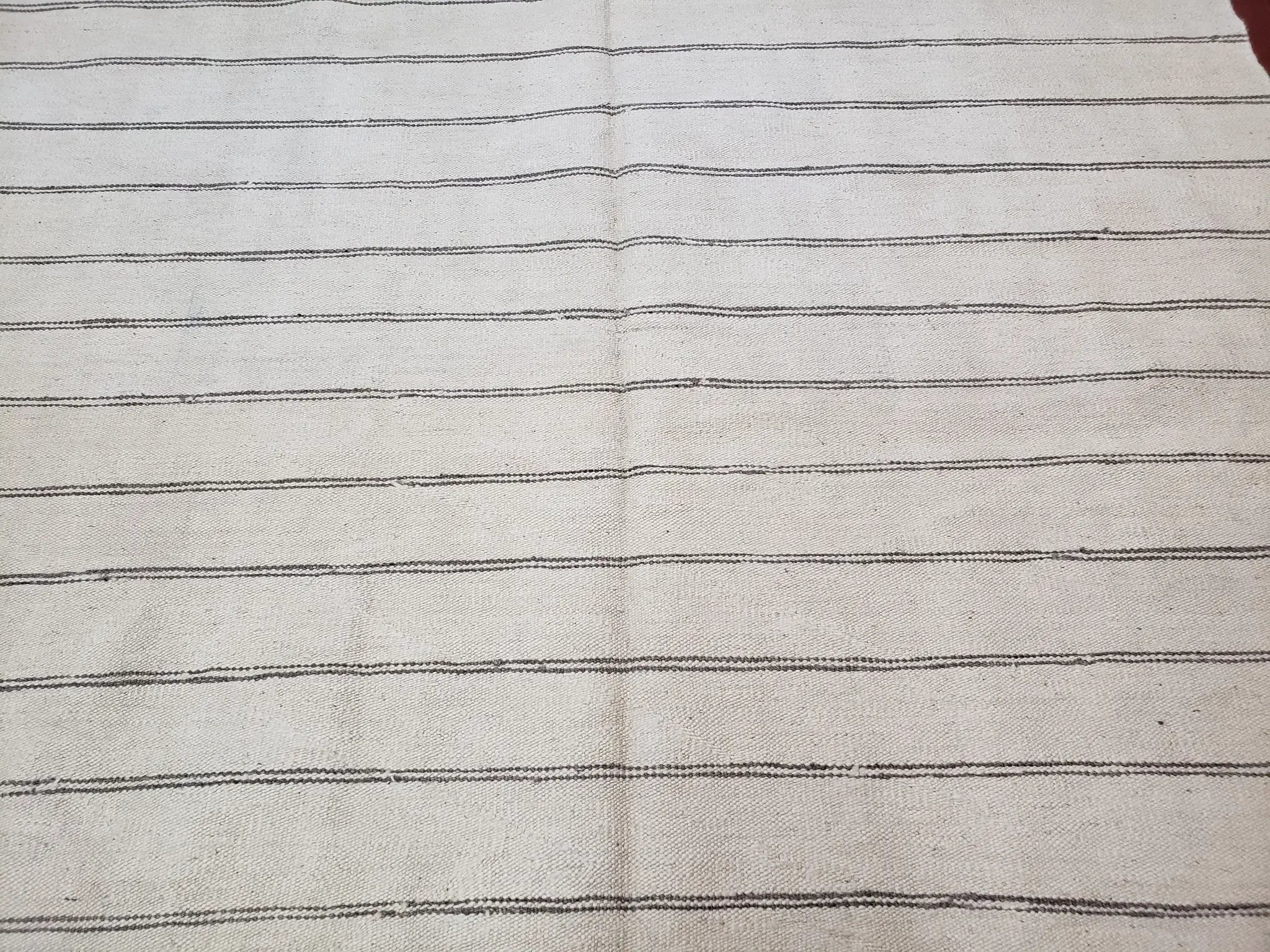 New Turkish Kilim Rug, Striped Area Rug, Southwestern Style, Off-white/Ivory Color, 5x8 Kilim Carpet, Hand-Knotted, Flatweave, Wool by Jewel Rugs
