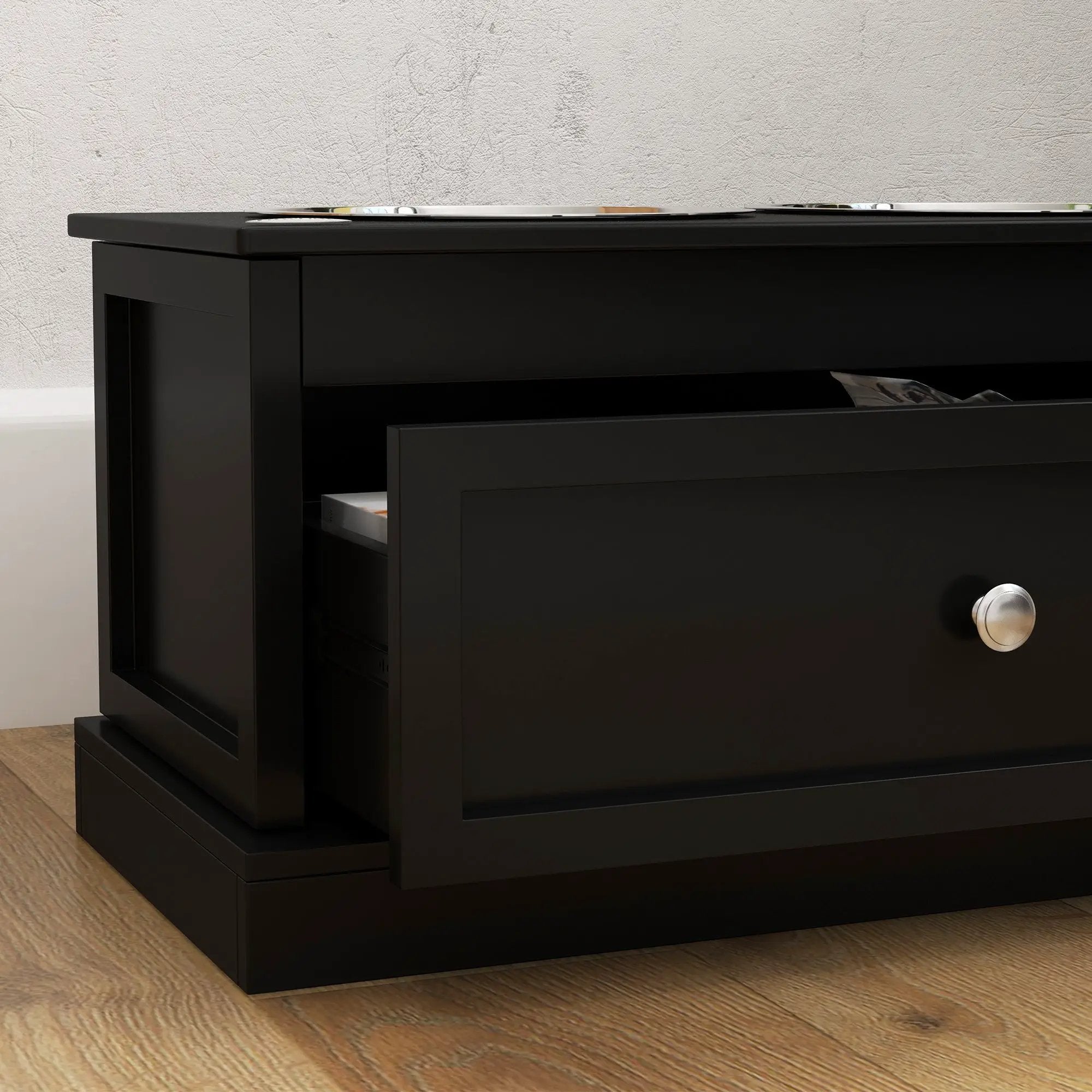 PawHut Large Elevated Dog Bowls with Storage Drawer by HouseOfZazla
