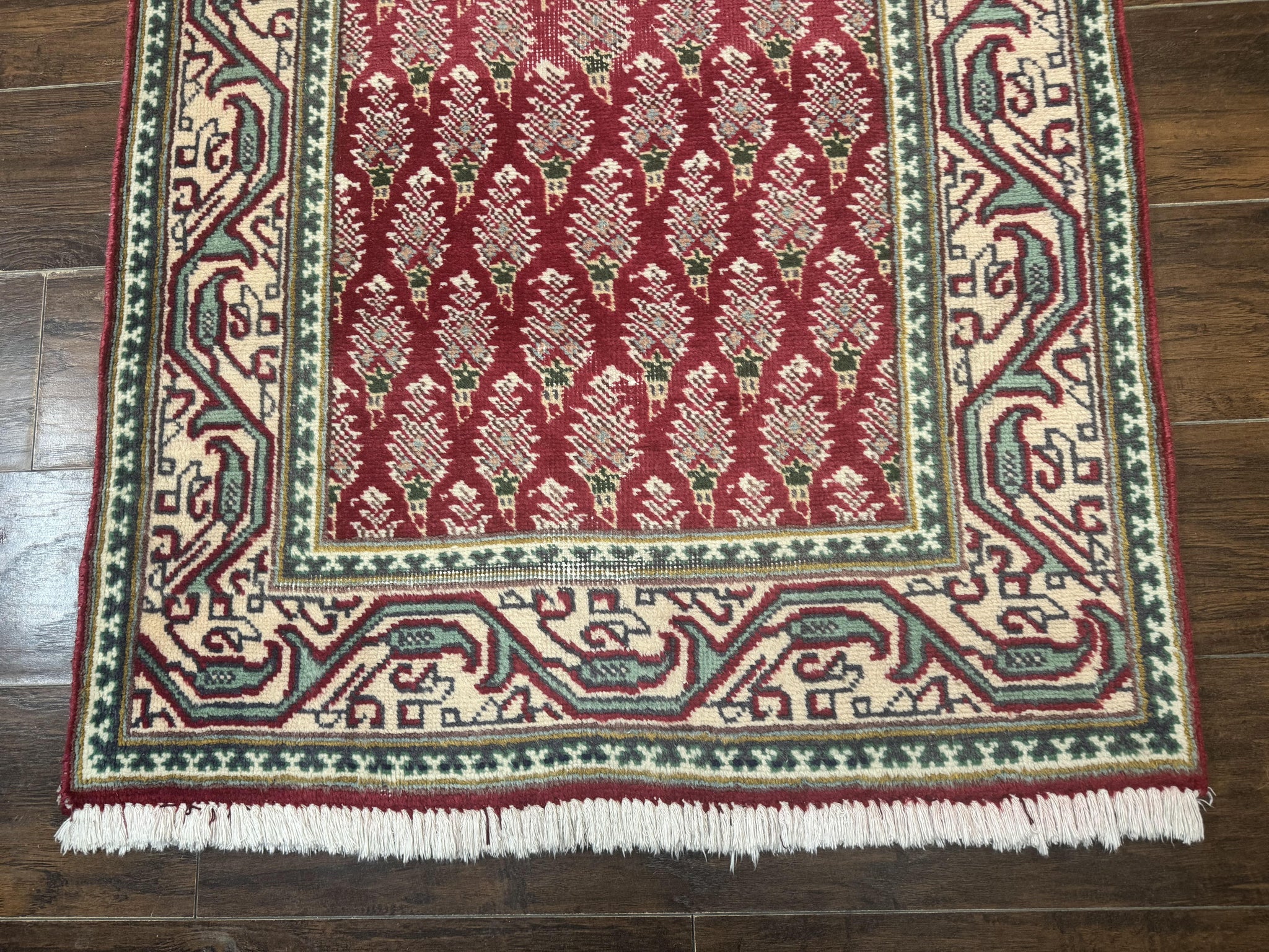 Persian Tabriz Runner Rug 3x16, Paisley Boteh Design, Red and Cream, Rug for Hallway, 16ft Wool Runner by Jewel Rugs