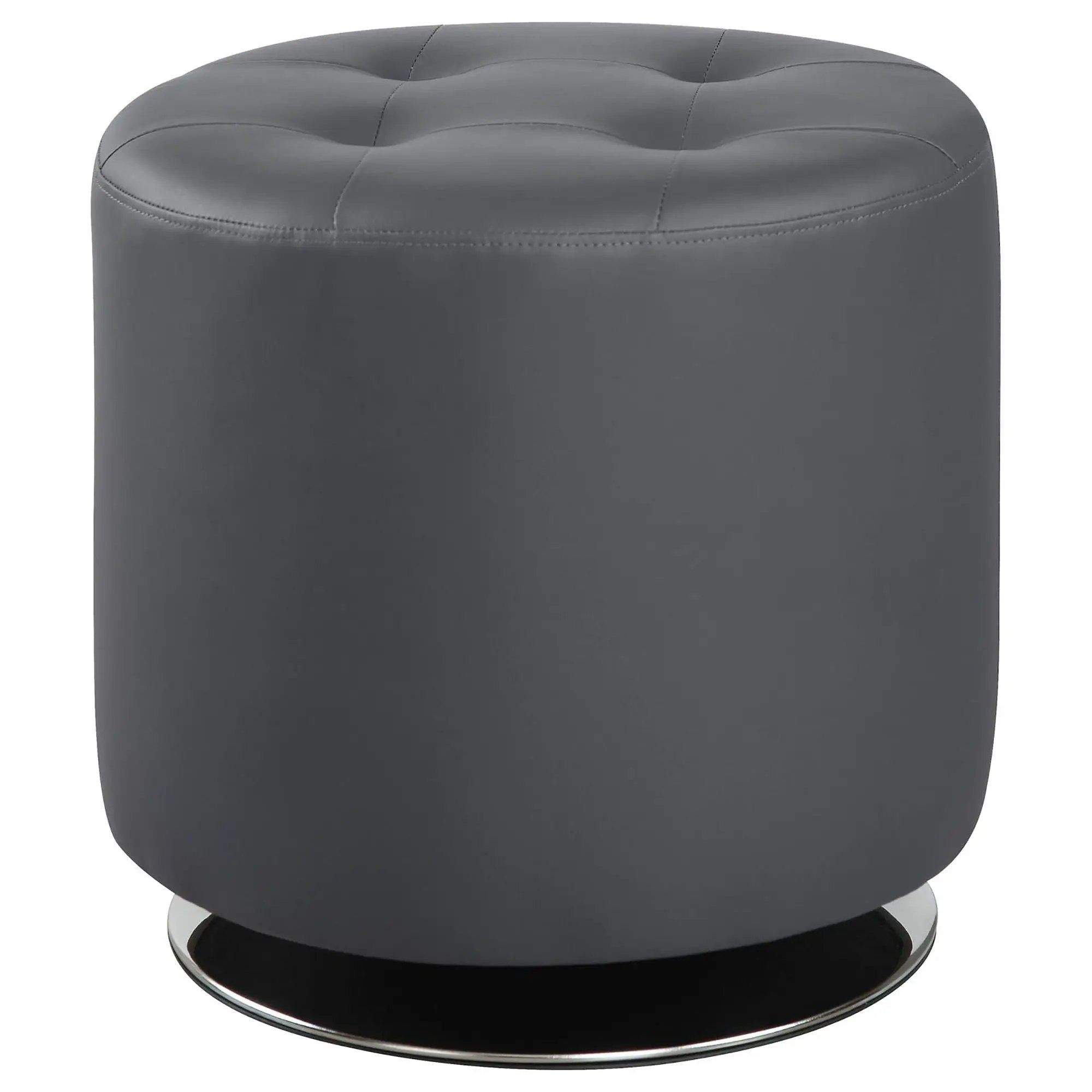 Round Ottoman With Tufted Upholstery Base - Gray by HouseOfZazla