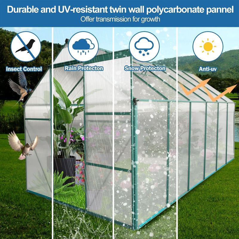 Polycarbonate house Raised Base And Anchor Aluminum Heavy Duty Walk-In houses For Outdoor Backyard In All Season by HouseOfZazla