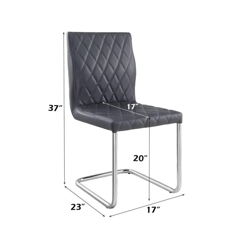 Ansonia - Side Chair (Set of 2) - Gray Synthetic Leather & Chrome by Unique Piece Furniture