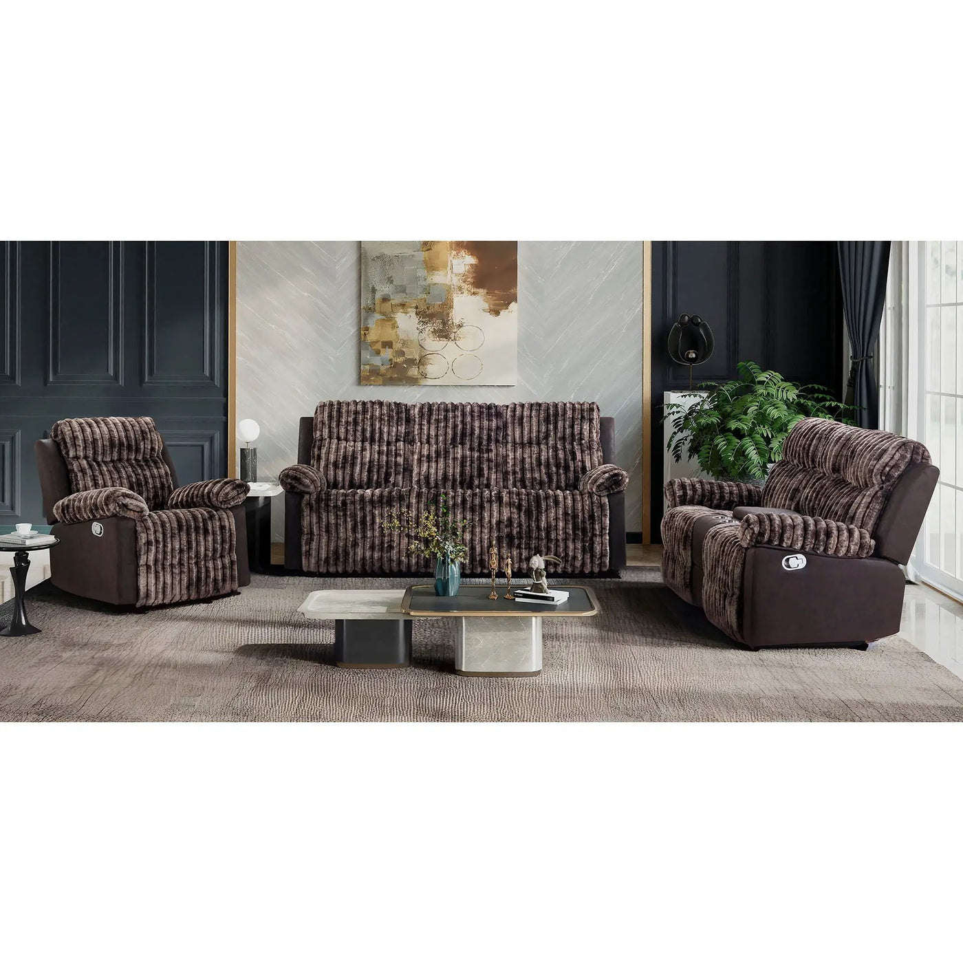 Bruni - Console Reclining Loveseat With Manual Recline by HouseOfZazla