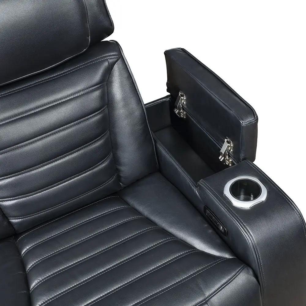 Ephron - Power Motion Recliner With Power Headrest & LED - Black by Unique Piece Furniture