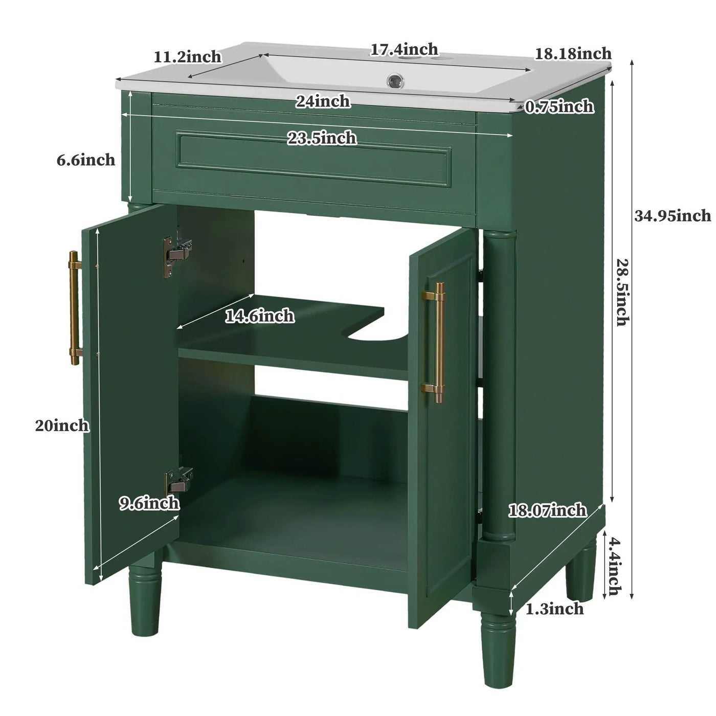 Bathroom Vanity With Integrated Sink and 2 Door Cabinet by HouseOfZazla