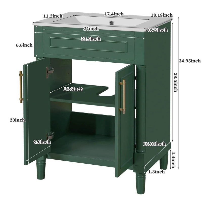 Bathroom Vanity With Integrated Sink and 2 Door Cabinet by HouseOfZazla