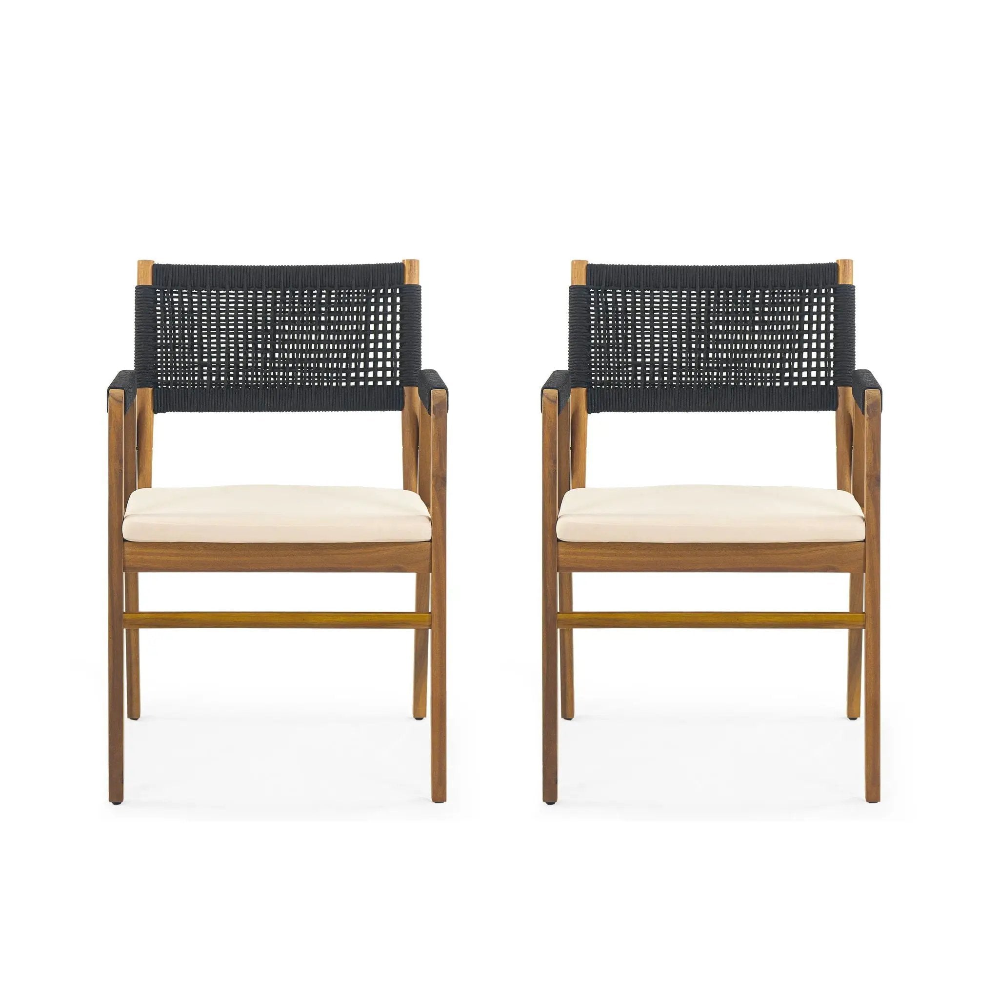 Outdoor Acacia Wood Dining Armchair With Cushion (Set of 2) by HouseOfZazla