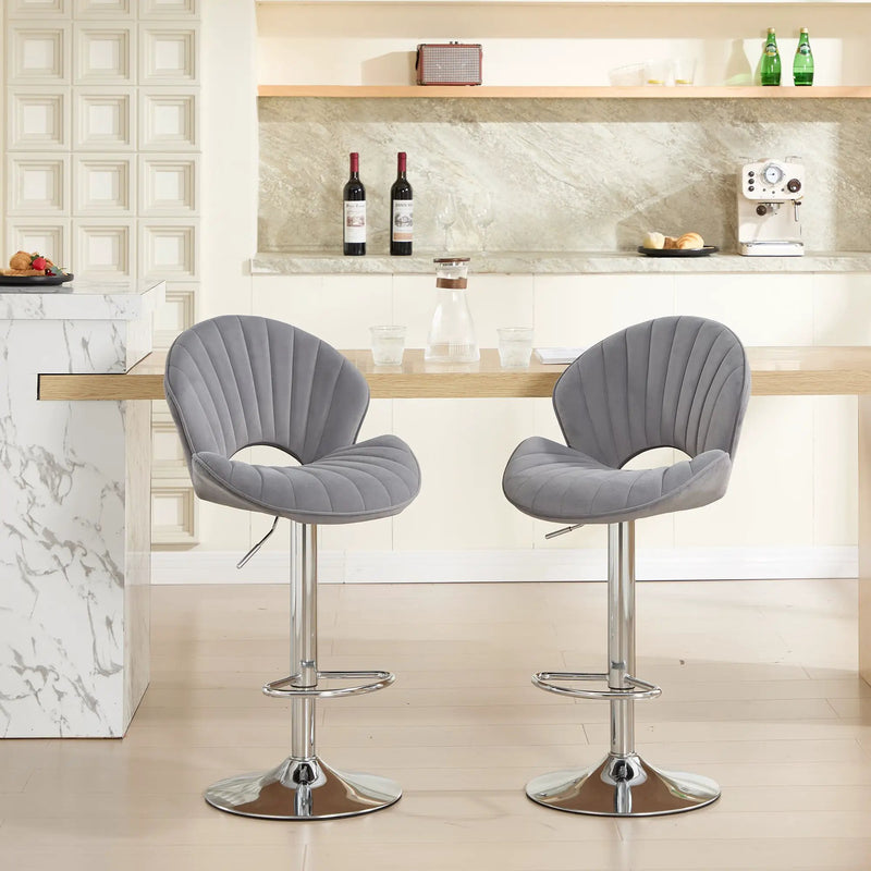 Bar Stools Set of 2 - Adjustable Barstools with Back and Footrest by HouseOfZazla