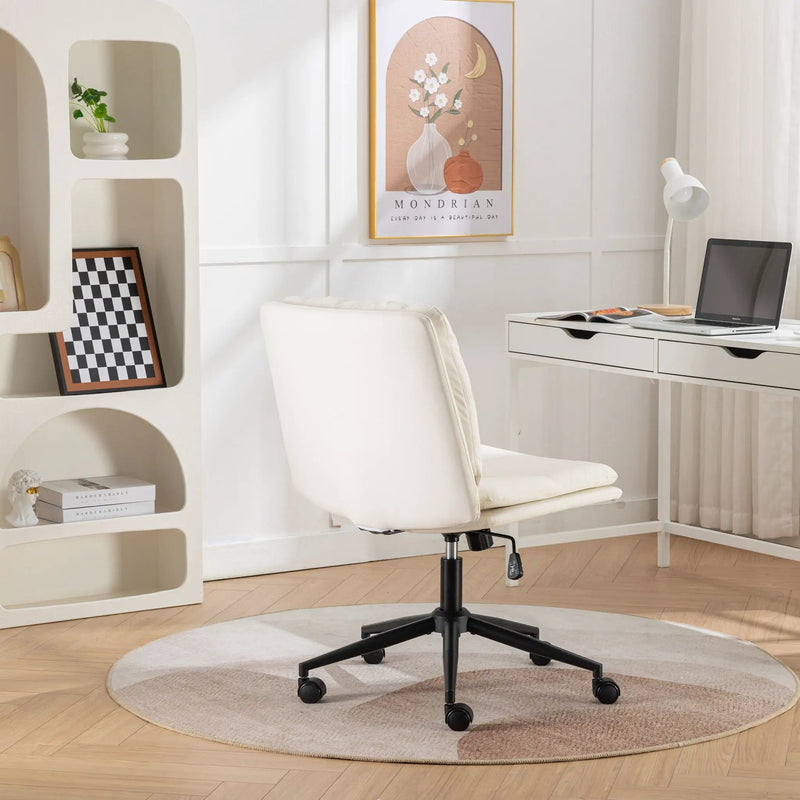 Bizerte - Adjustable Swivel Criss-Cross Chair, Wide Seat / Office Chair / Vanity Chair - White by Unique Piece Furniture