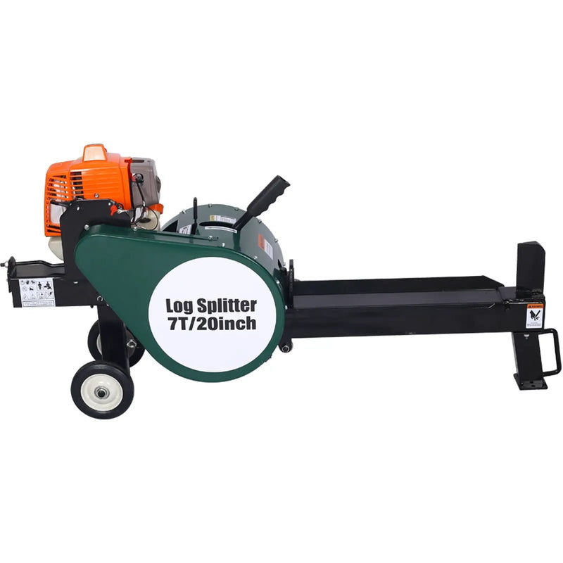 Portable Double Flywheel Electric Log Splitter 7 Ton Gas Log Splitter With Auto Return Steel - Gray by HouseOfZazla