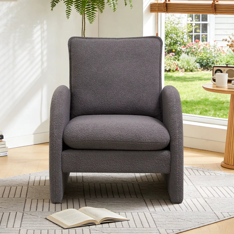 Modern Sherpa Upholstered Accent Chair, Comfortable Living Room Armchair, Lounge Chair For Bedroom, And Office by HouseOfZazla