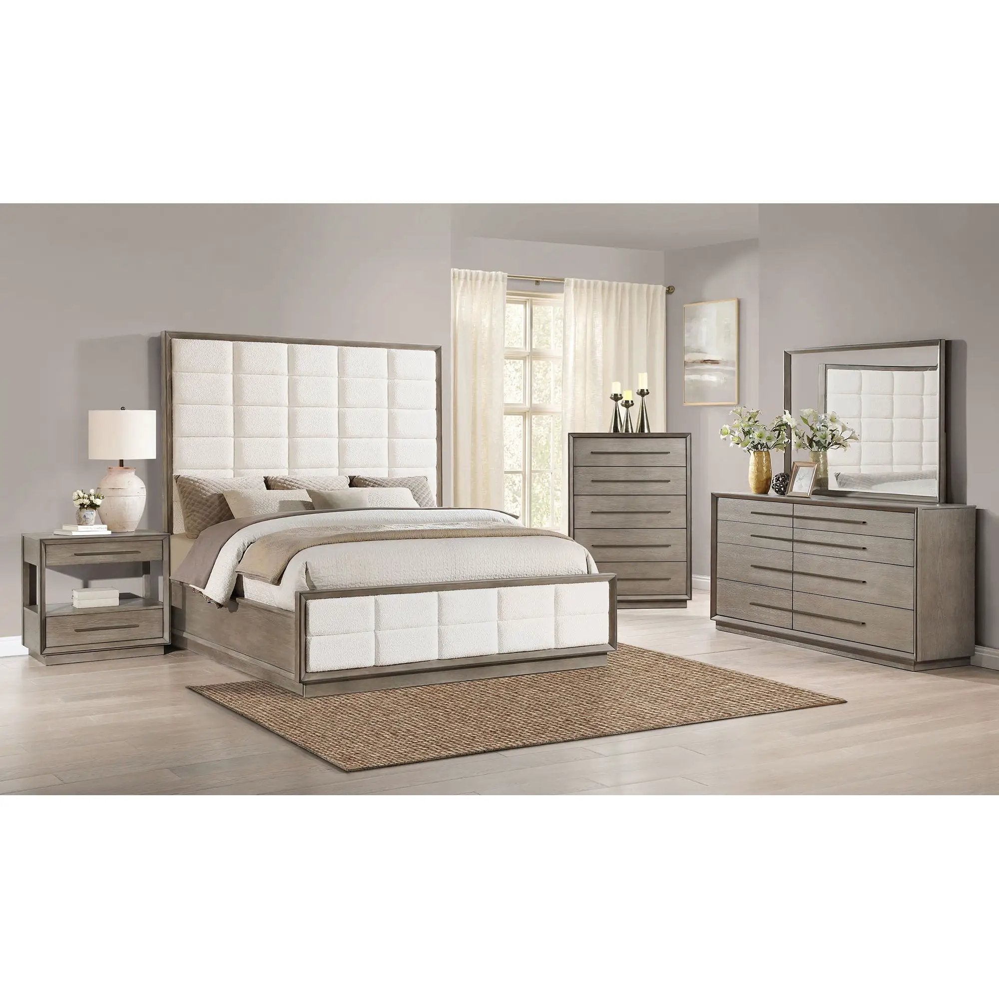 Prescott - 5 Drawer Bedroom Chest With Mitered Trim - Taupe by HouseOfZazla